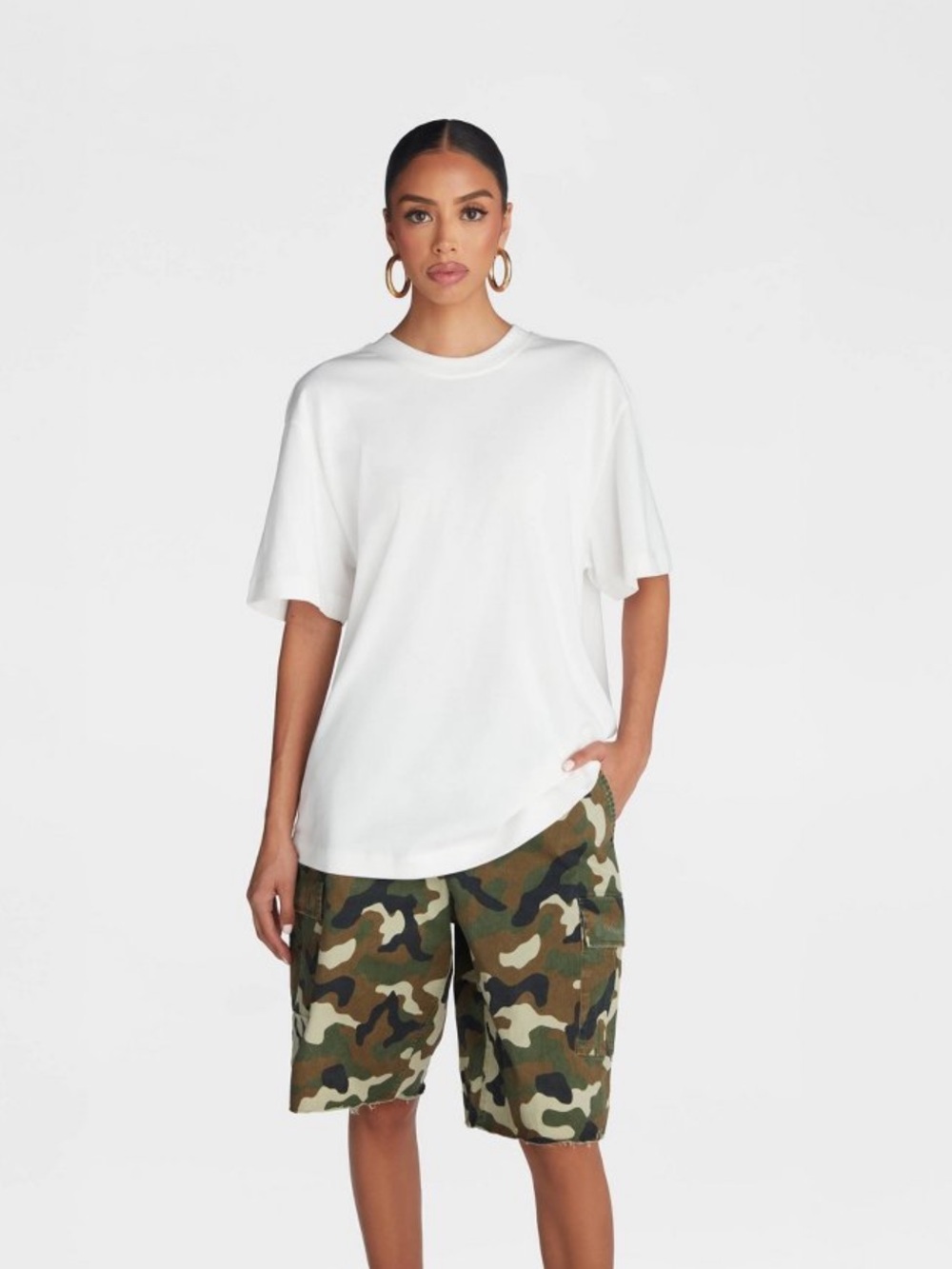 KBB by KAHLANA Women's Oversized Short Sleeve 'The Dwayne Tee' - White L
